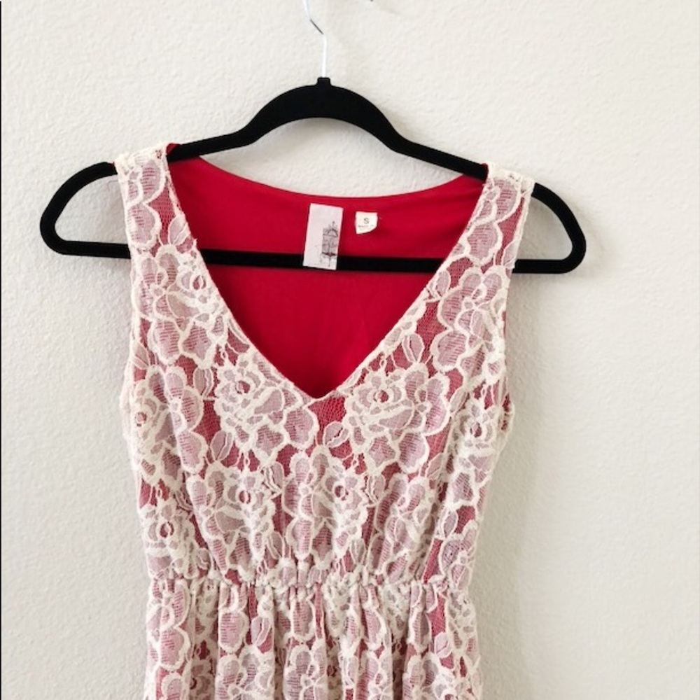 francesca's red dress with lace overlay size S